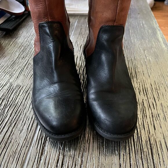 Vince Camuto Brown & Black Leather Riding Boots sz 7 - Picture 4 of 10